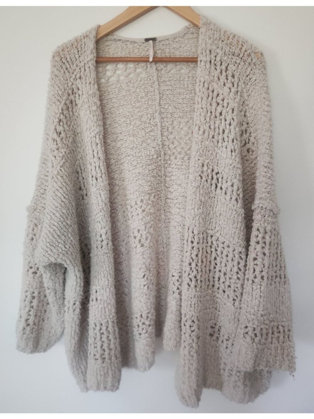 Free People Women's Sz. M/L Beige Oversized Saturday Morning Cardigan Sweater